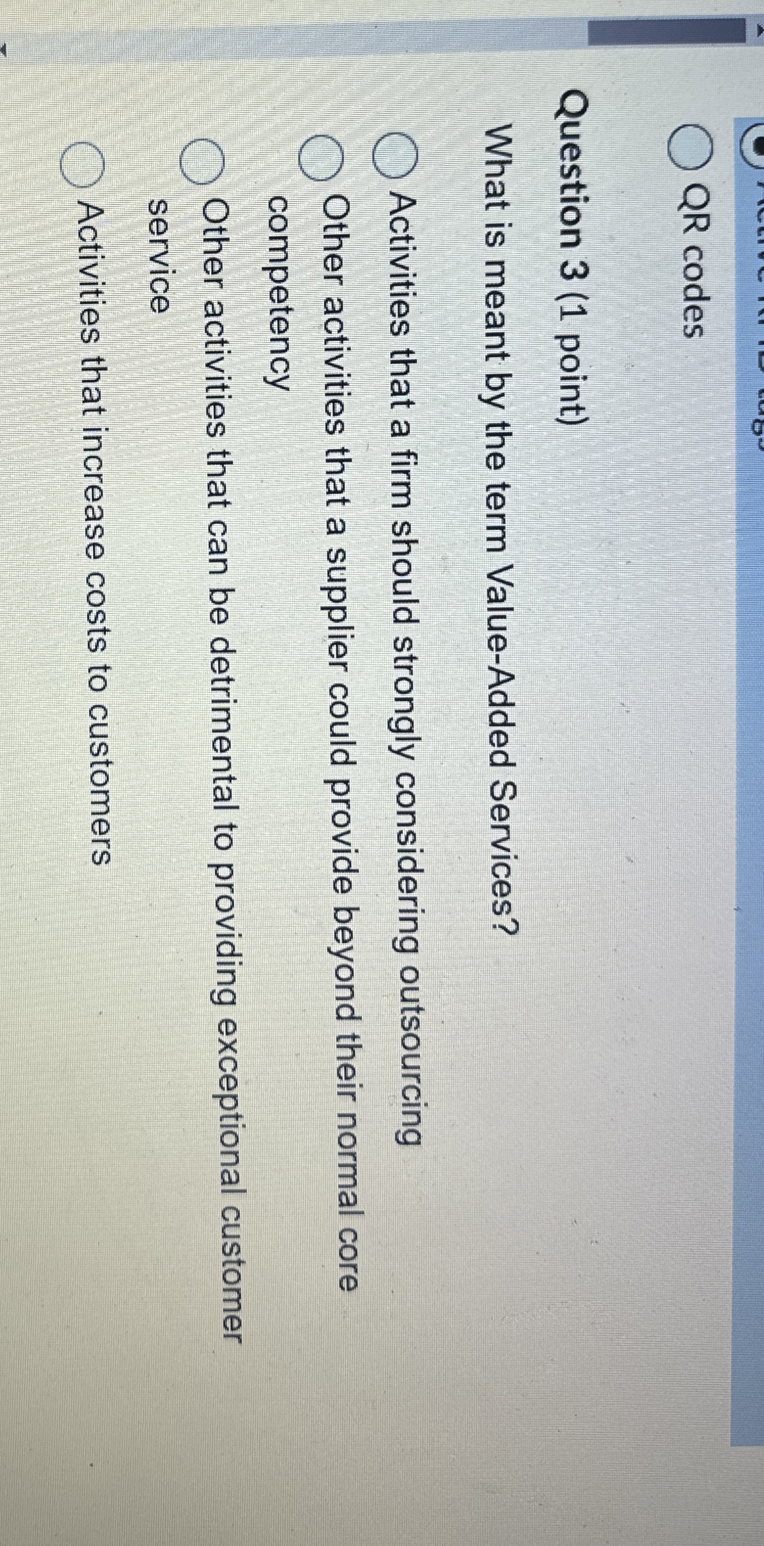 Solved QR codesQuestion 3 (1 ﻿point)What is meant by the | Chegg.com