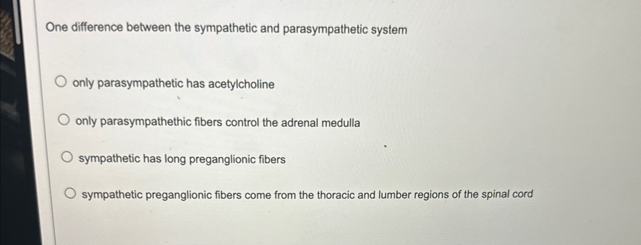 Solved One difference between the sympathetic and | Chegg.com