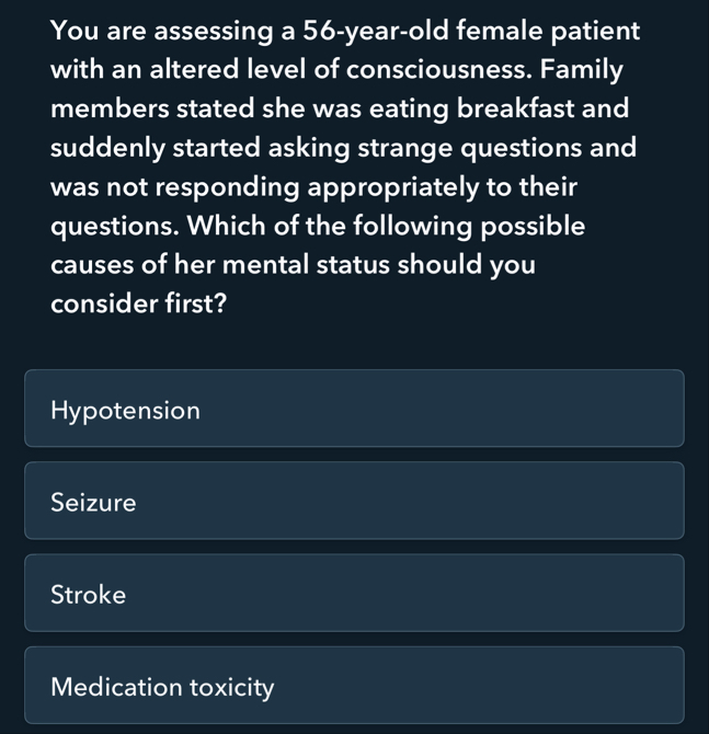 Solved You are assessing a 56-year-old female patient with | Chegg.com