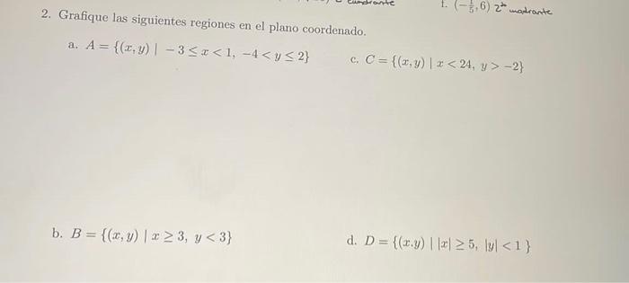 Solved 2. Grafique Las Siguientes Regiones En El Plano | Chegg.com