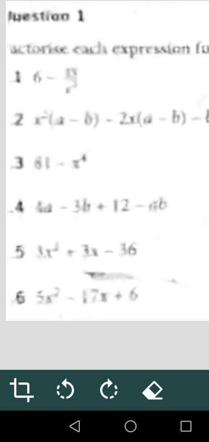 actorise cadi expression \( 16-\frac{1}{5} \) \( 2 x^{2}(a-b)-2 x(a-b)- \) \( 381-x^{4} \) \( 4 a-3 b+12-a b \) \( 53 x^{2}+3