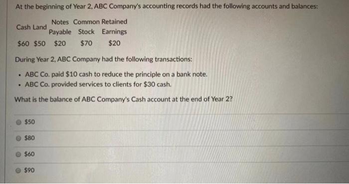 At The Beginning Of Year 2 Abc Company S Accounting Chegg Com