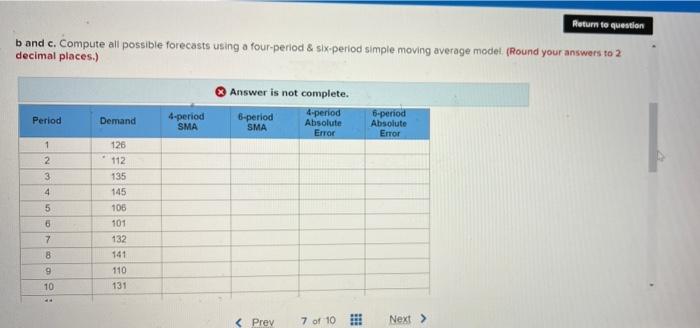 Solved Using Simple Moving Averages And The Following Time | Chegg.com