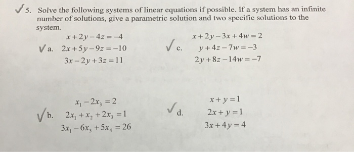 Solved 5. Solve the following systems of linear equations if | Chegg.com