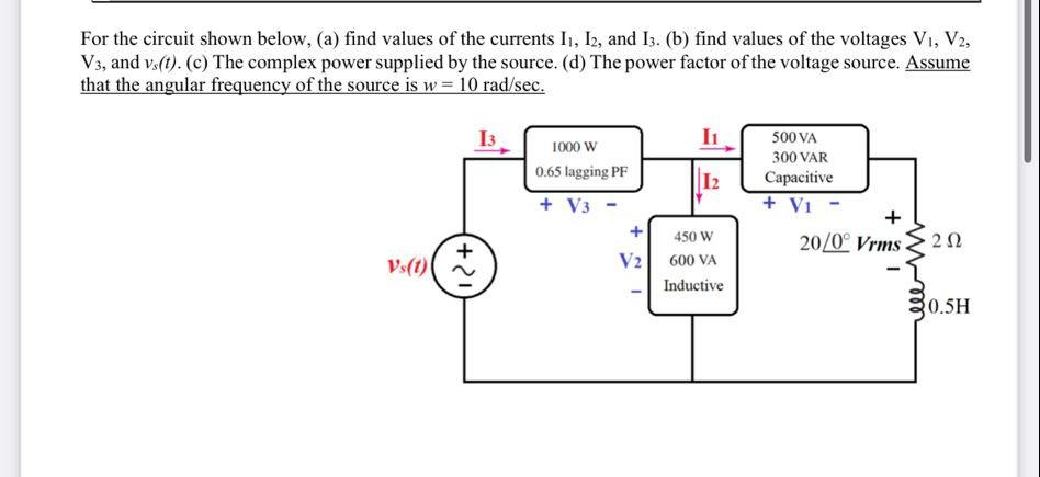 Solved For the circuit shown below, (a) find values of the | Chegg.com