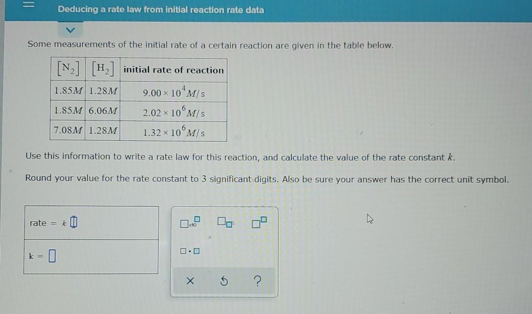 Solved Deducing A Rate Law From Initial Reaction Rate Data