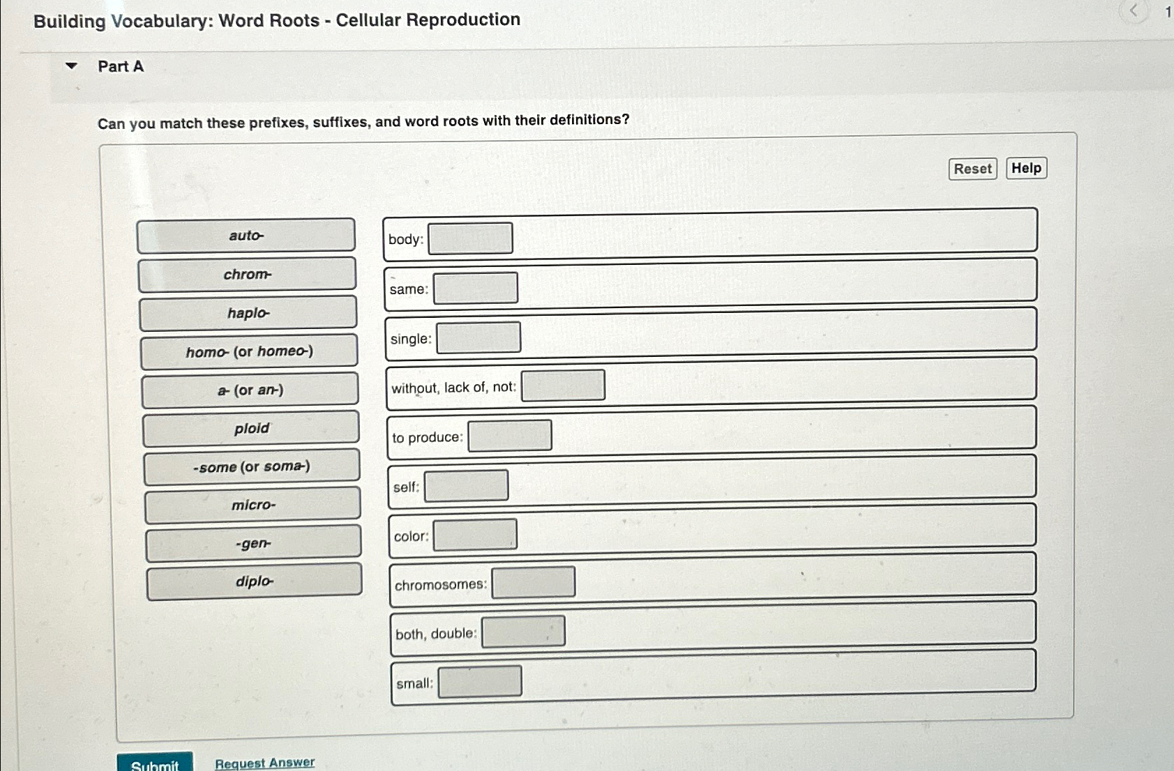 Solved Building Vocabulary Word Roots ﻿Cellular