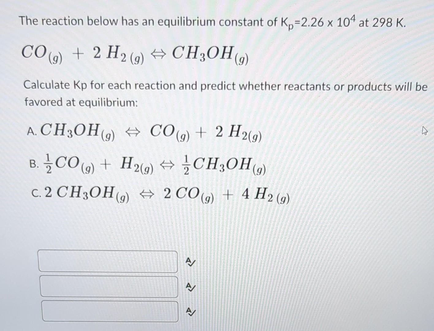 Solved The reaction below has an equilibrium constant of | Chegg.com