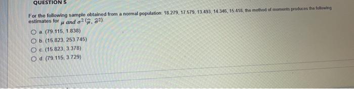 Solved QUESTIONS For the following sample obtained from a | Chegg.com