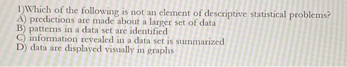 Solved 1) Which Of The Following Is Not An Element Of | Chegg.com