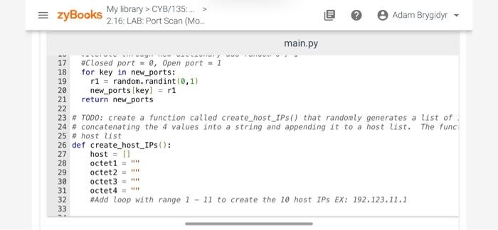 Solved = zyBooks My library > CYB/135... > Adam Brygidyr | Chegg.com
