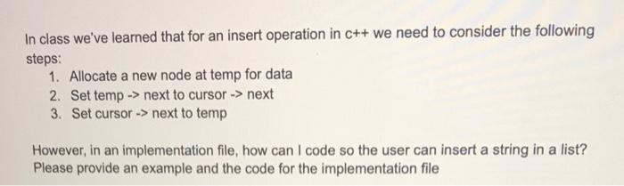 Solved In class we've learned that for an insert operation | Chegg.com