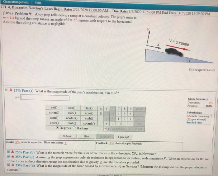 Solved Class Management Help Ch 4 Dynamics Newton S L Chegg Com