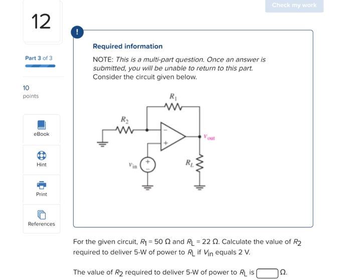 Solved Check my work Required information Part 1 of 3 NOTE: | Chegg.com