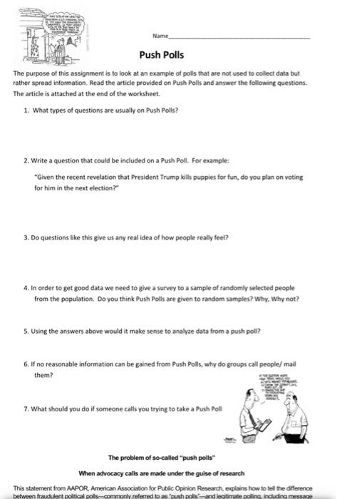 Push Polls The purpose of this assignment is to look | Chegg.com