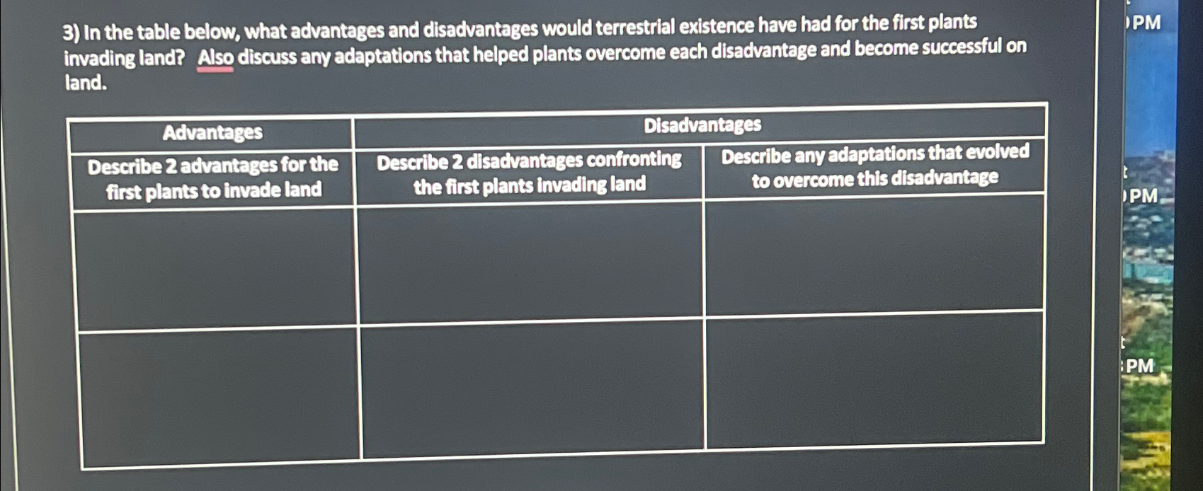 Solved In The Table Below, What Advantages And Disadvantages | Chegg.com