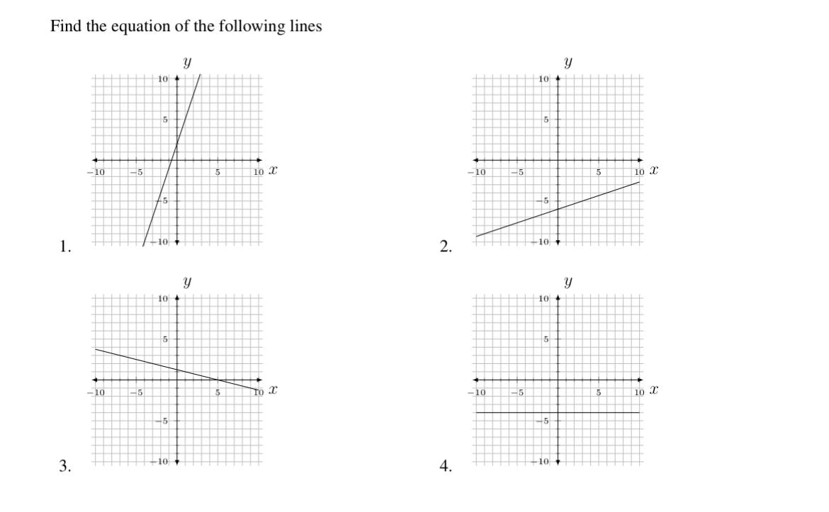 Solved Find the equation of the following lines1.32.4. | Chegg.com