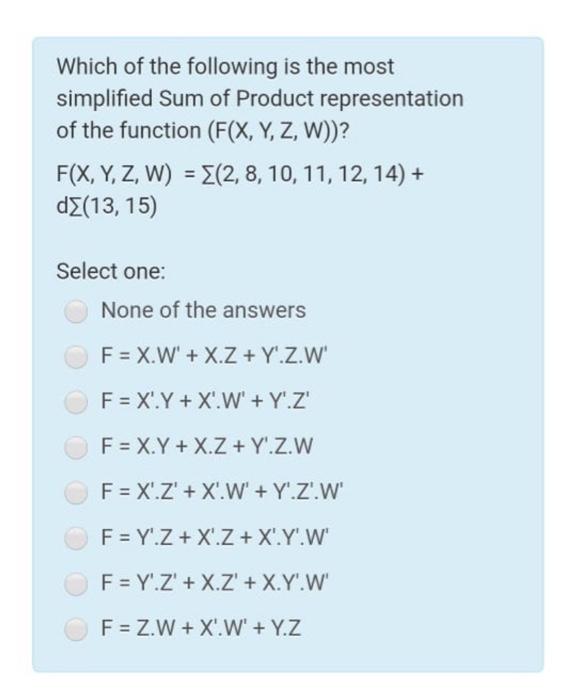 Solved Which Of The Following Is The Most Simplified Sum Of | Chegg.com