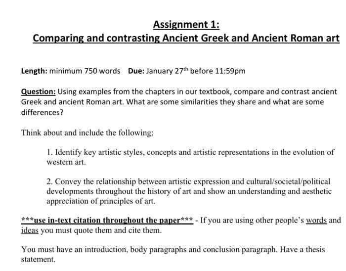 art history compare and contrast essay examples