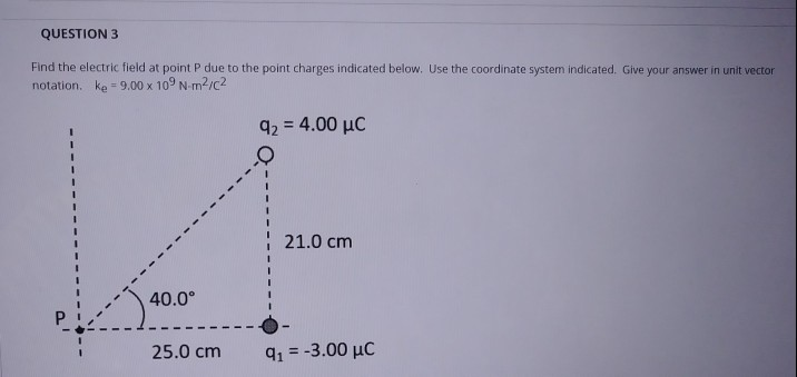 Solved QUESTION 3 Find the electric field at point P due to | Chegg.com