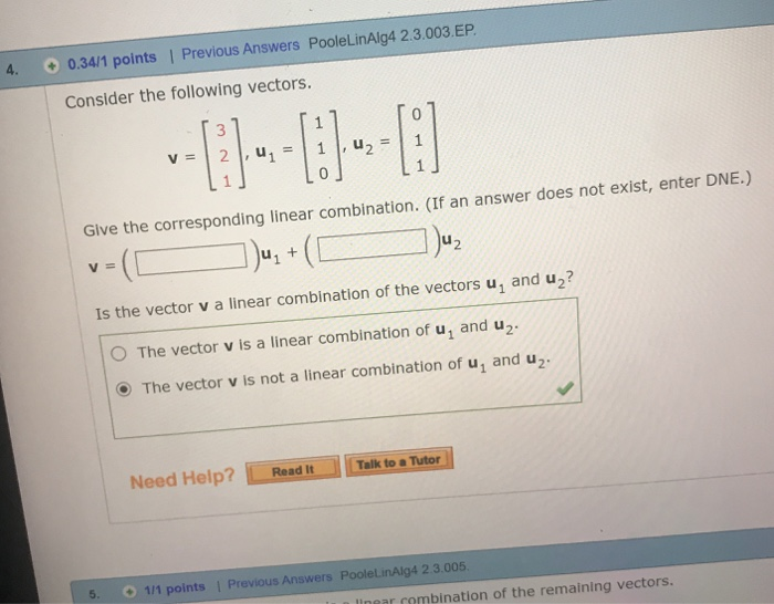 Solved 4 0 34 1 Points Previous Answers Poolelinalg4 2 Chegg Com