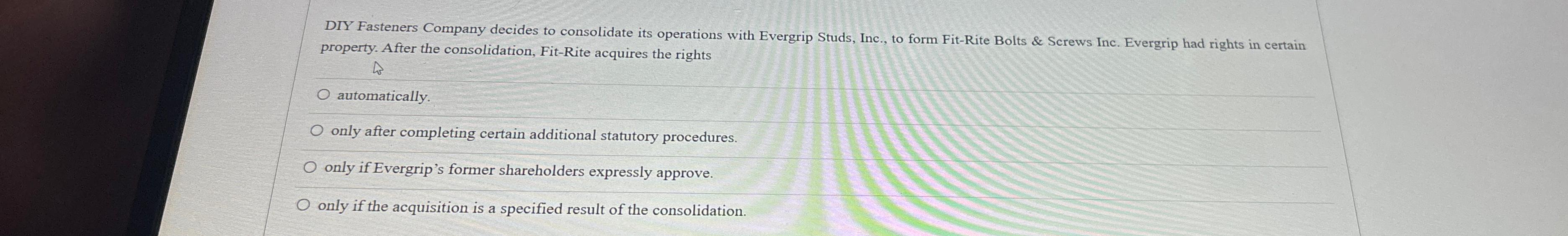 Solved DIY Fasteners Company decides to consolidate its
