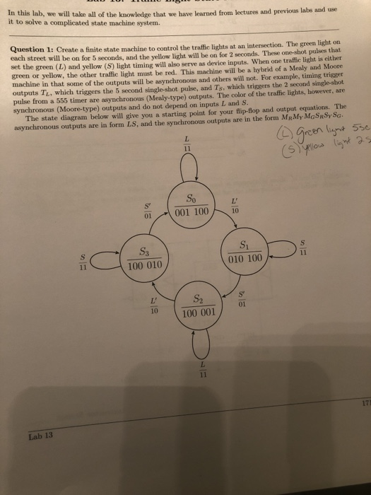 PreLab 13 Traffic Light State Machine Carefully read