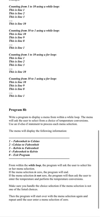 Solved Program 11 Write a menu program using a do while loop | Chegg.com