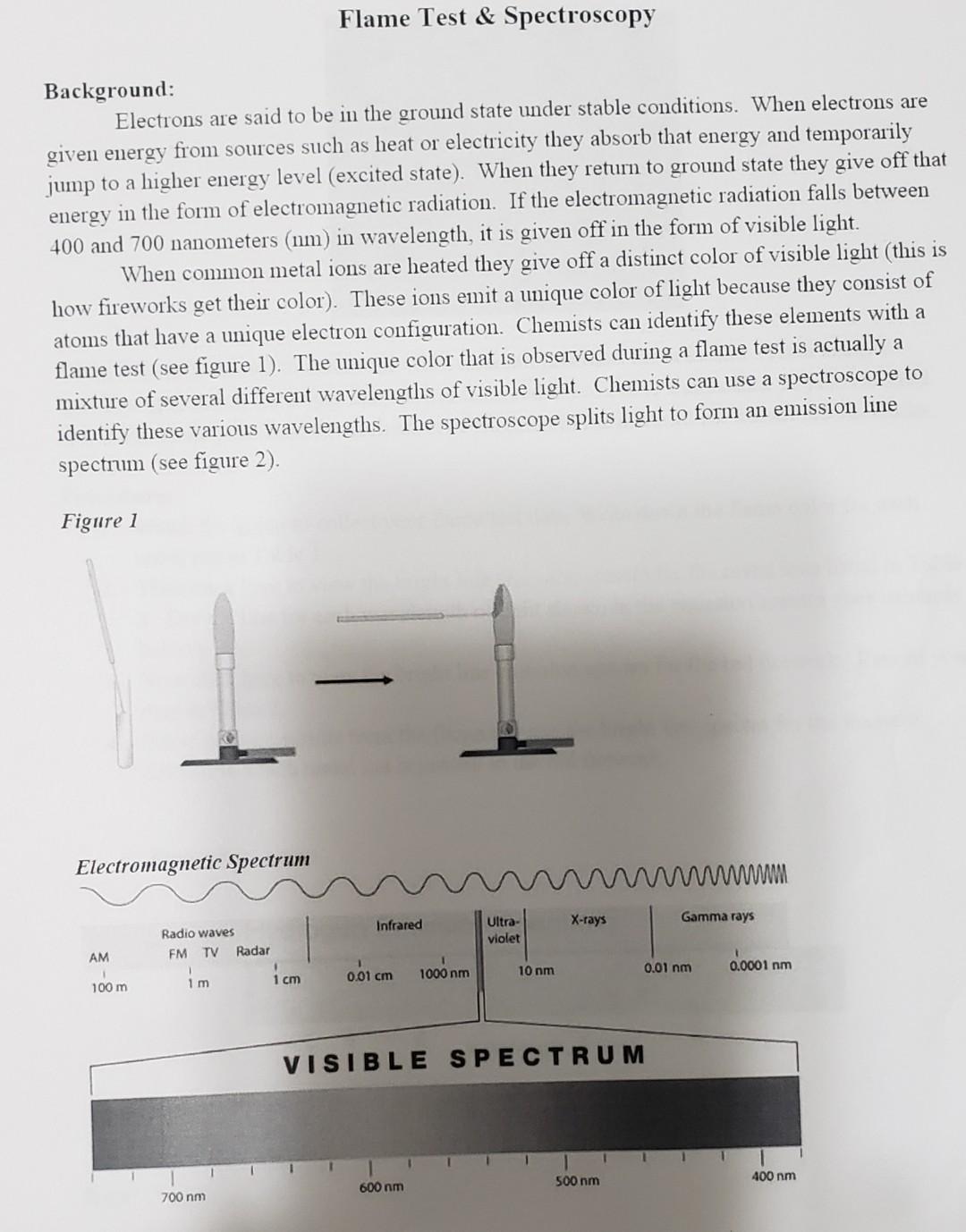 Solved Flame Test & Spectroscopy Background Electrons are