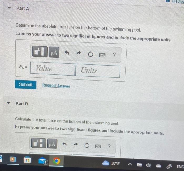Solved Dimensions of a swimming pool are 31.0 m by 9.5 m and | Chegg.com
