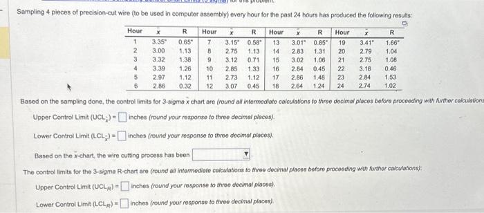 Solved Based on the sampling done, the control limits for 3 | Chegg.com