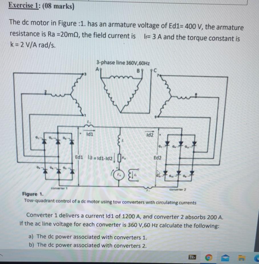 Solved Exercise 1: (08 marks) The dc motor in Figure :1. has | Chegg.com