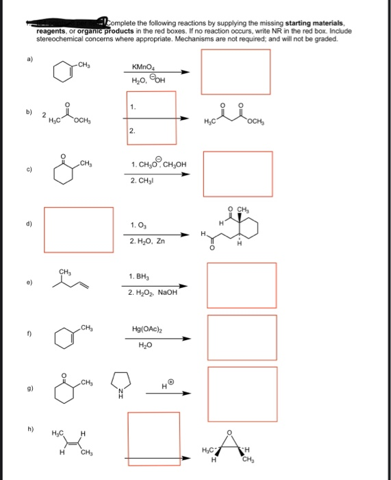 Solved Complete The Following Reactions By Supplying The | Chegg.com