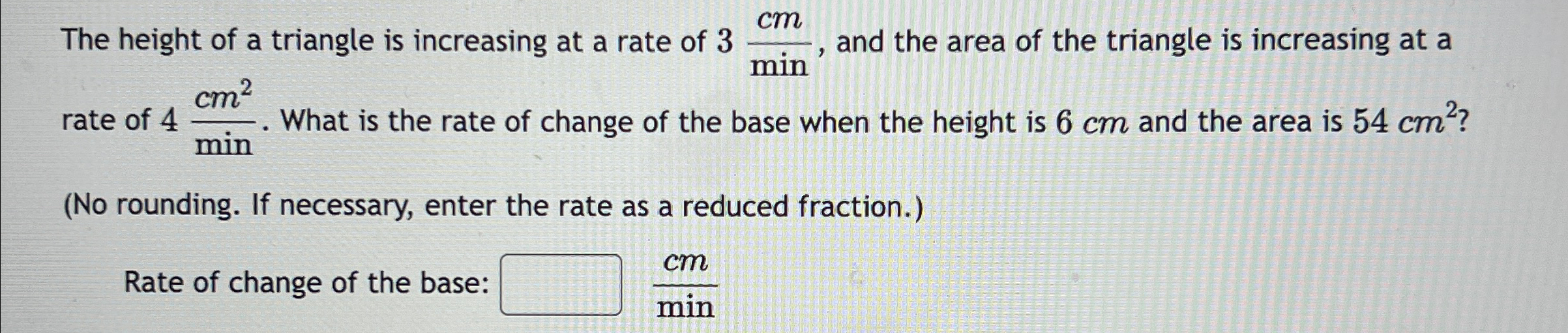 Solved The height of a triangle is increasing at a rate of | Chegg.com