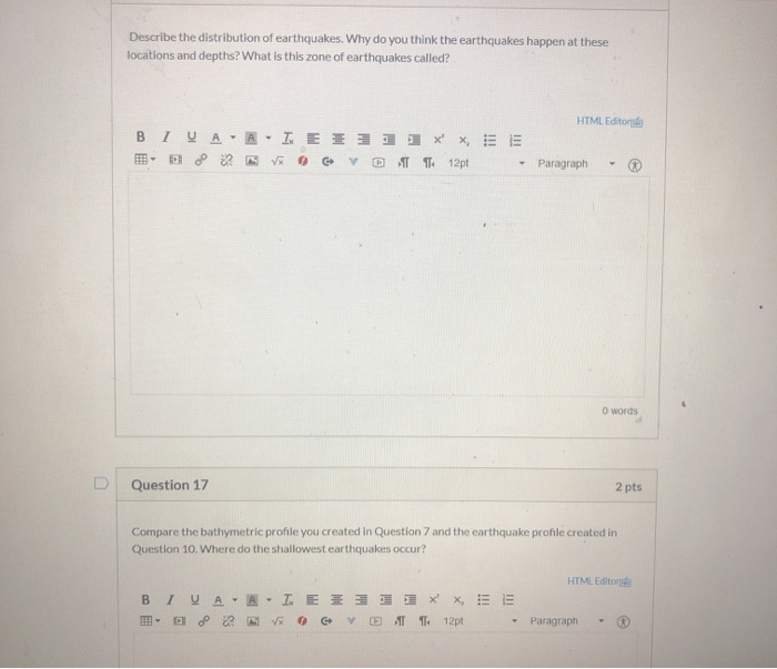 Solved Describe the distribution of earthquakes. Why do you | Chegg.com