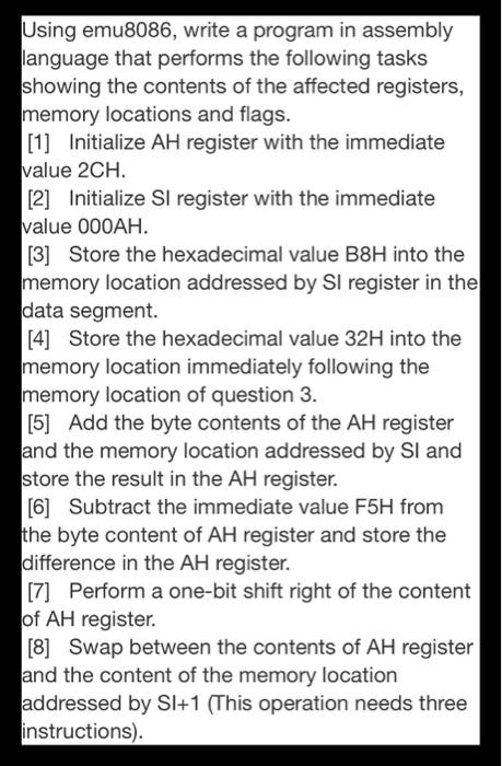 Solved Using Emu8086, Write A Program In Assembly Language | Chegg.com