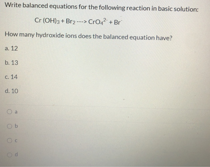 Solved Write Balanced Equations For The Following Reaction | Chegg.com