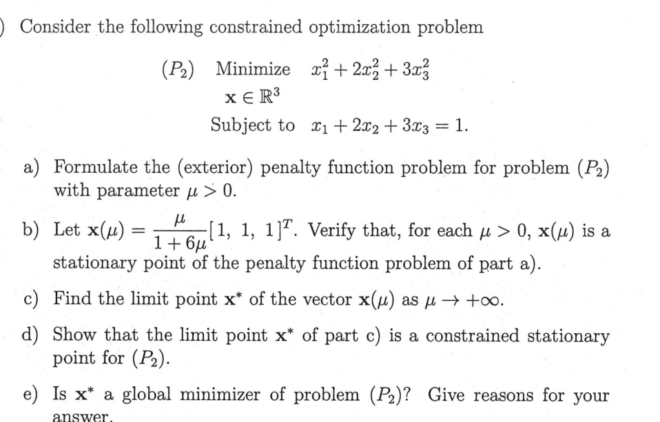 Solved Consider The Following Constrained Optimization | Chegg.com