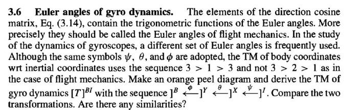 3.6 Euler angles of gyro dynamics. The elements of | Chegg.com