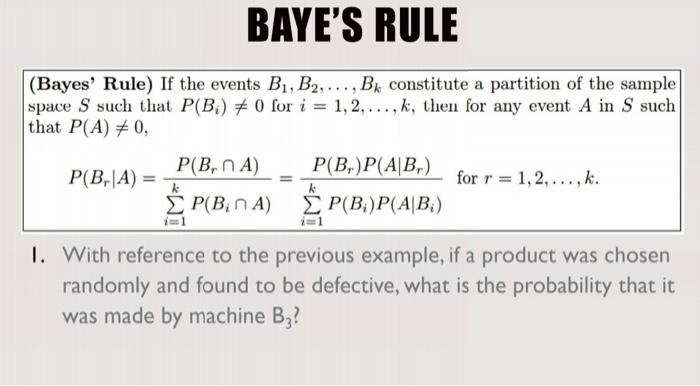 Solved THEOREM OF TOTAL PROBABILITY If the events B₁, | Chegg.com