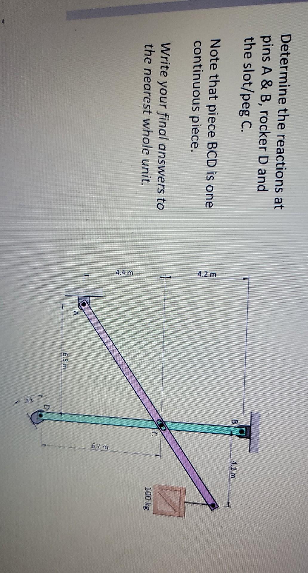 Solved Determine The Reactions At Pins A & B, Rocker D And | Chegg.com