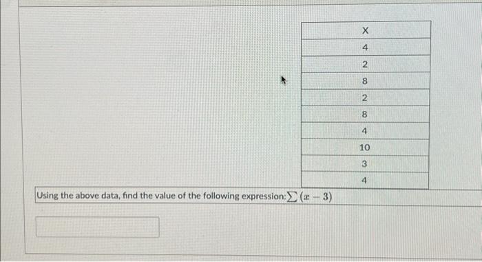 Solved Using the above data, find the value of the following | Chegg.com