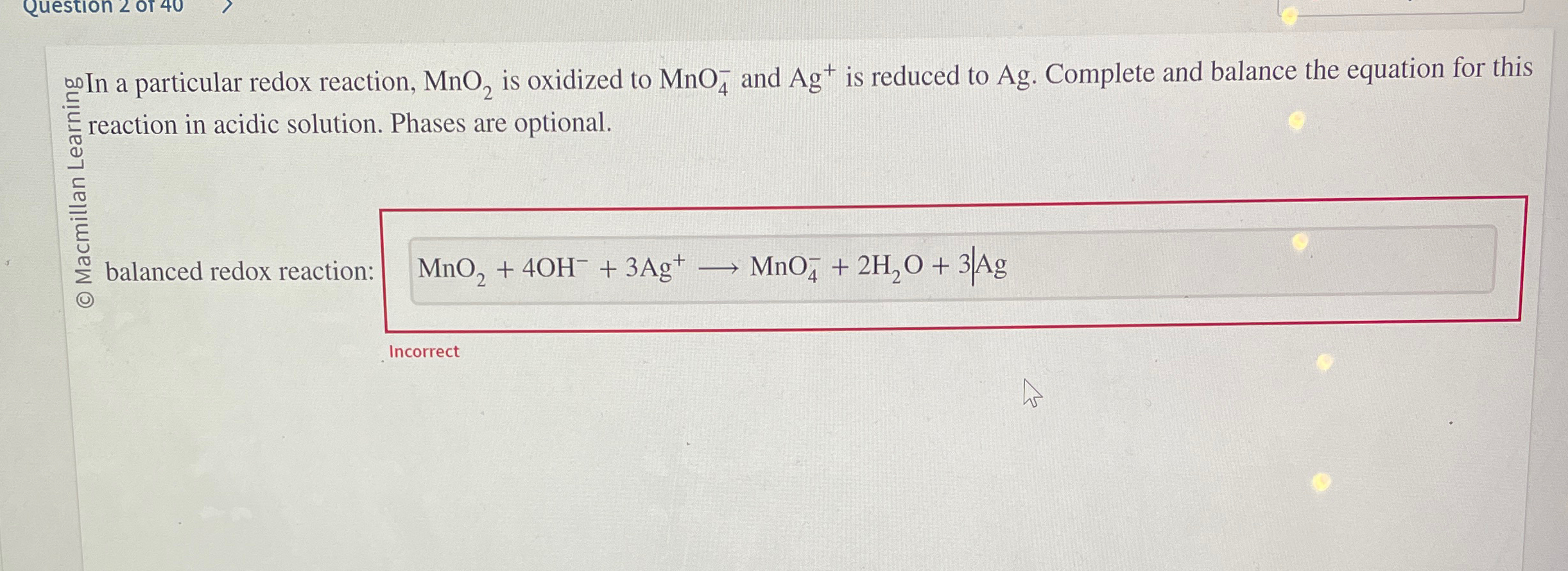 Solved wo In a particular redox reaction, MnO2 ﻿is oxidized | Chegg.com