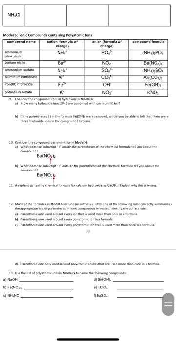 Solved CHEM121 Names & Formulas for lonic Compounds - Part 1 | Chegg.com