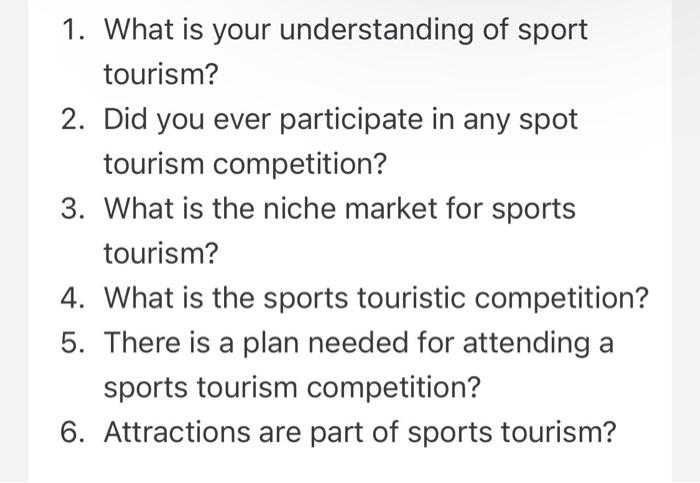 sports tourism questions