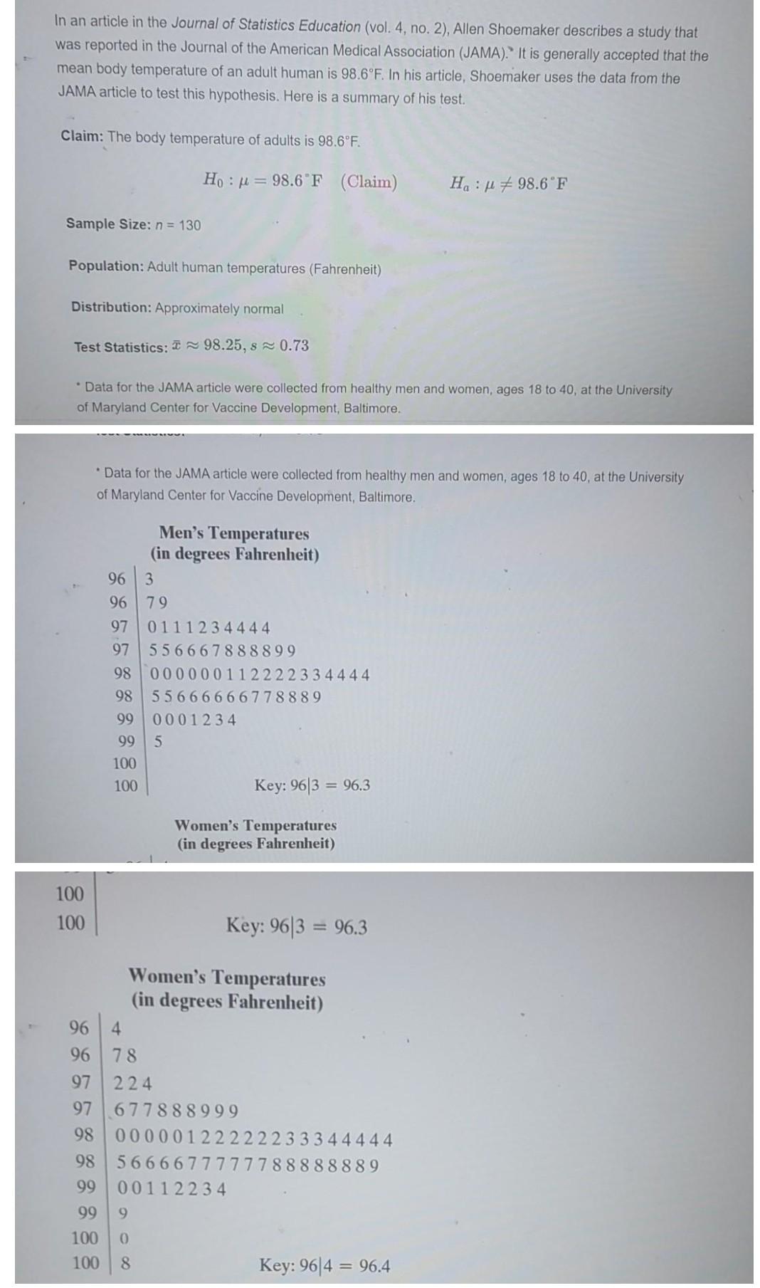 Solved In an article in the Journal of Statistics Education 