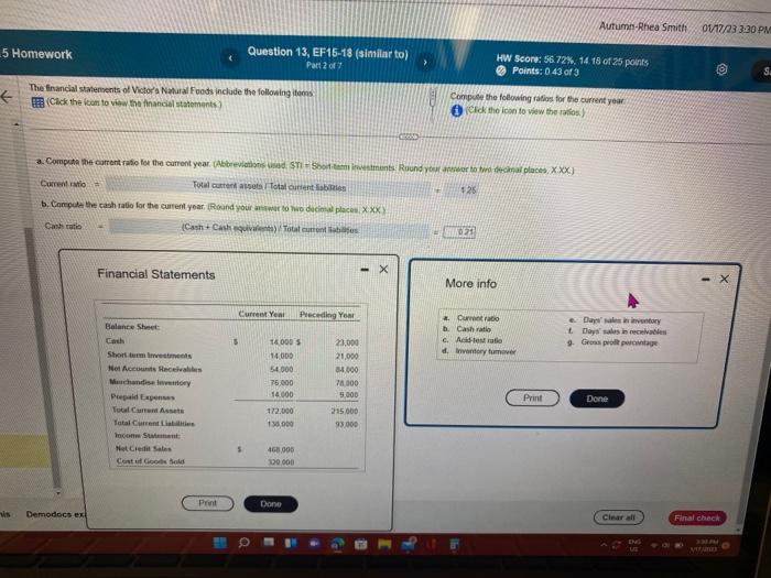 Solved Financial Statements More Info | Chegg.com