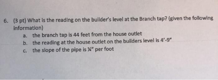 Solved 6. (3 pt) What is the reading on the builder's level | Chegg.com