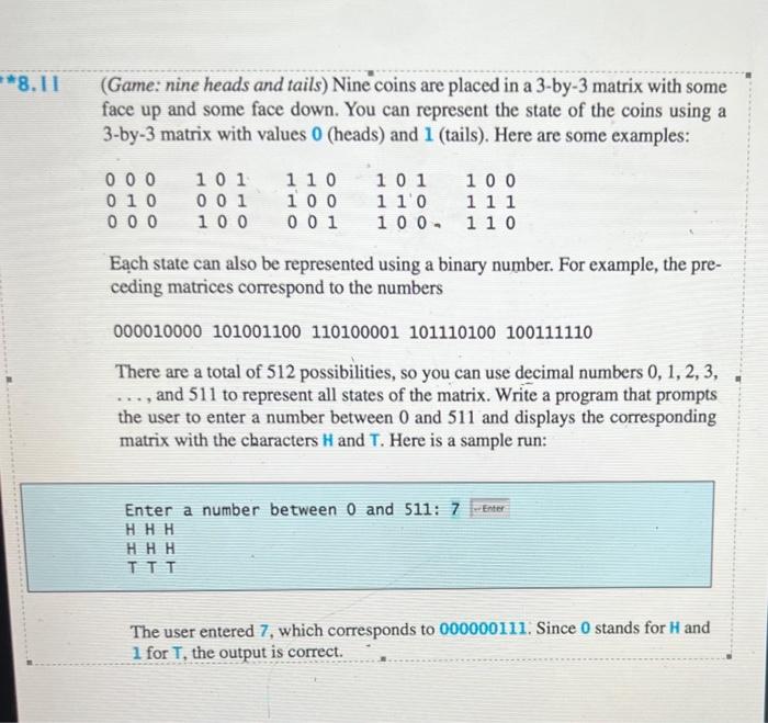 Solved (Game: nine heads and tails) Nine coins are placed in | Chegg.com