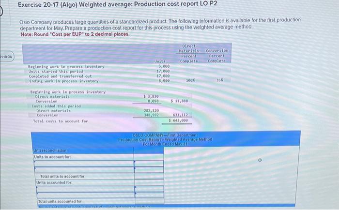 Solved Exercise 2017 Algo Weighted Average Production 6314